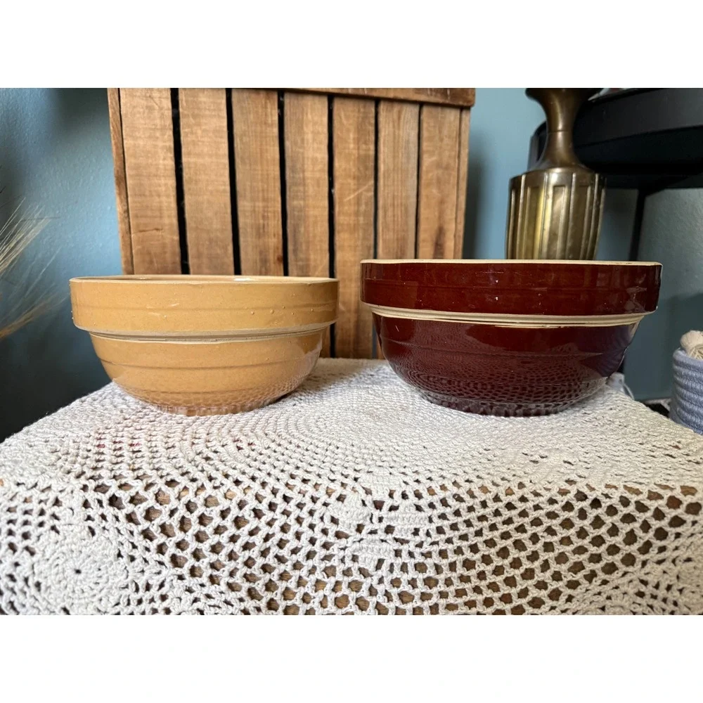 Vintage USA Ringware Stoneware Mixing Bowls 8